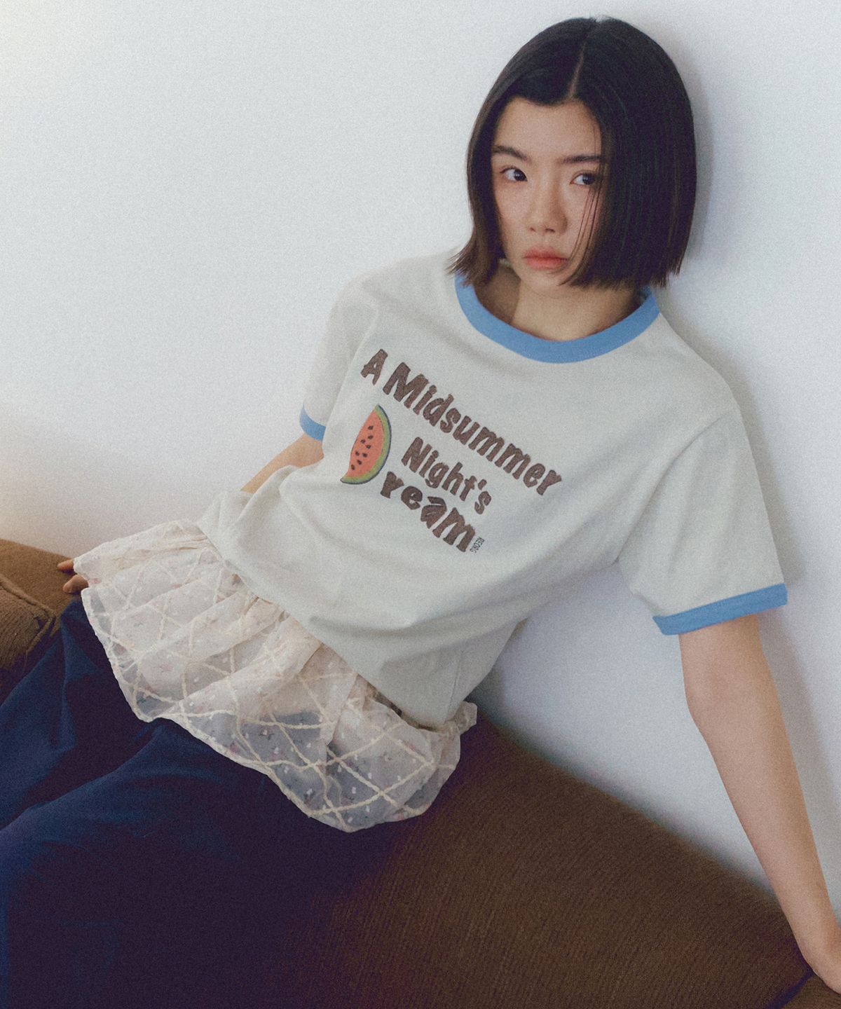 리올그(REORG) ASP LAYERED FLOWER MINI SKIRT BUTTER CREAM