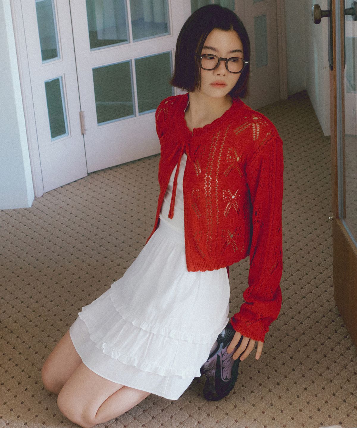 리올그(REORG) ASP DOUBLE LACE MINI SKIRT WHITE