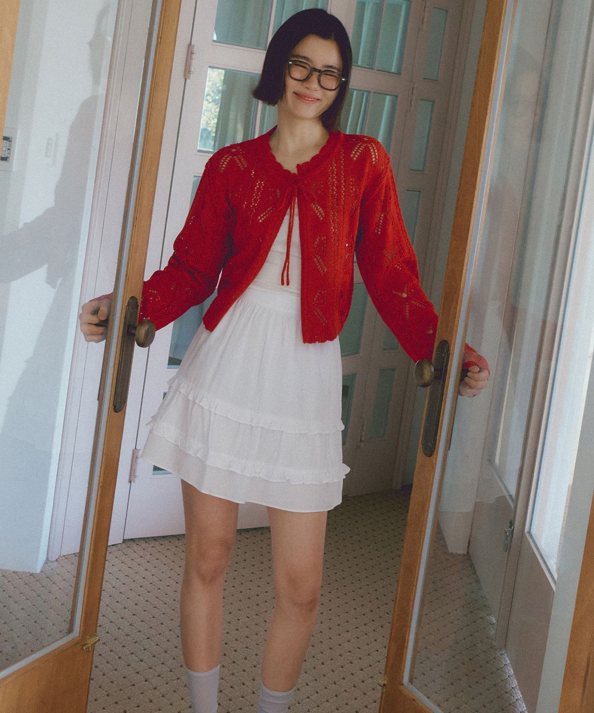 리올그(REORG) ASP DOUBLE LACE MINI SKIRT WHITE