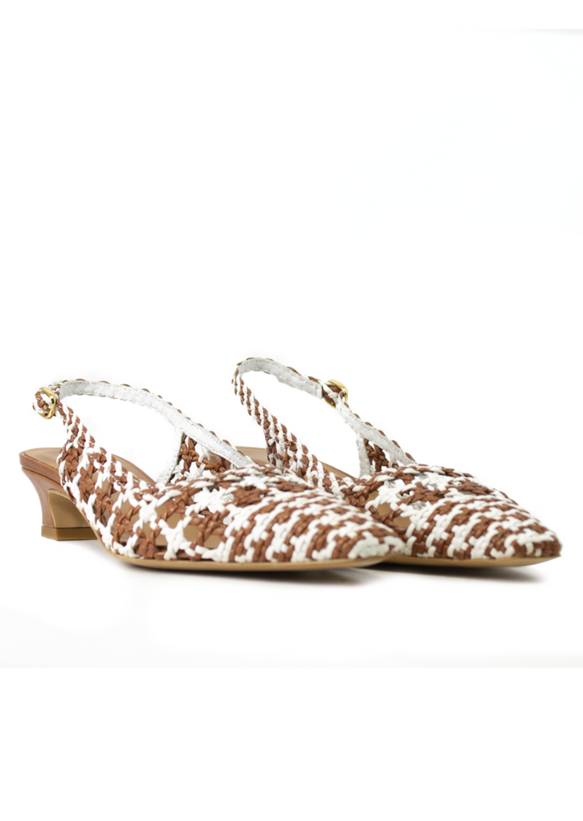 테미칼자투레(TEMY CALZATURE) Tunit Celie Cuoio Slingback - White/Brown