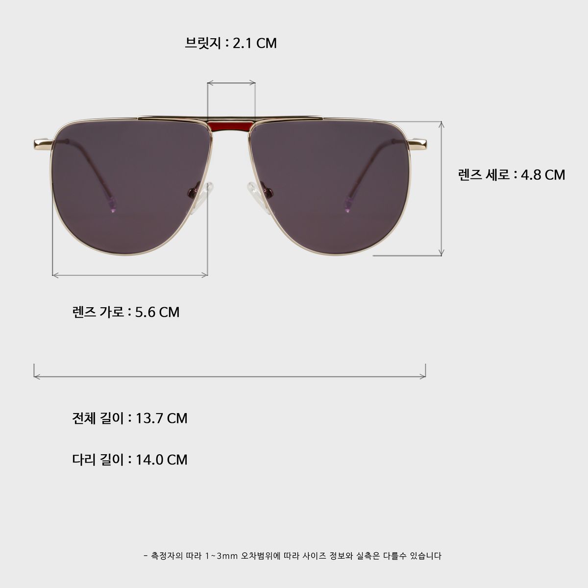일삼사엠엠(134MM) 레트로 보잉 원브릿지 틴트 변색선글라스 골드