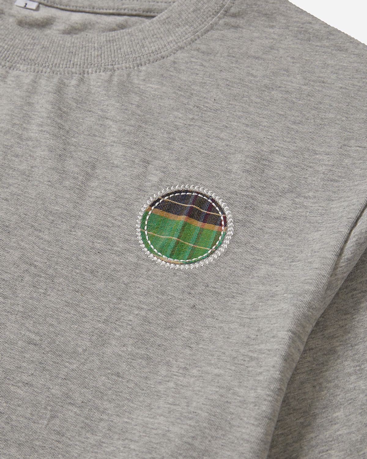 사일런트실러블(SILENTSYLLABLE) Circle patched half T-shirts / Melange gray