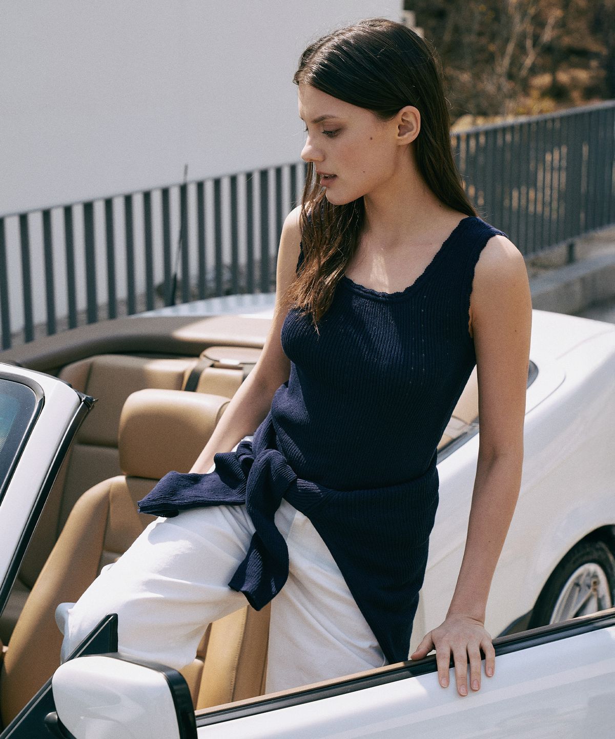 라메레이(LAMEREI) Ribbed Square-Neck Knit Sleeveless[LMBESUKN275]-3color