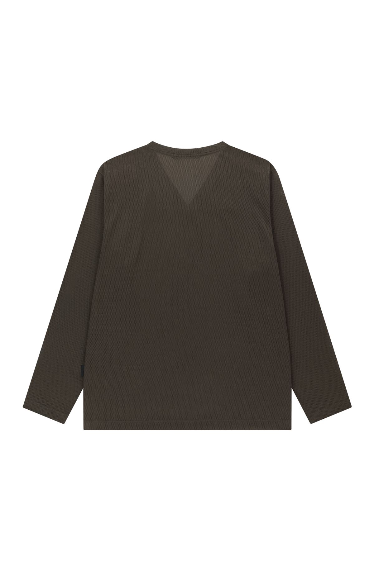 메아(MEA) MESH V-NECK LONG SLEEVE [BROWN]