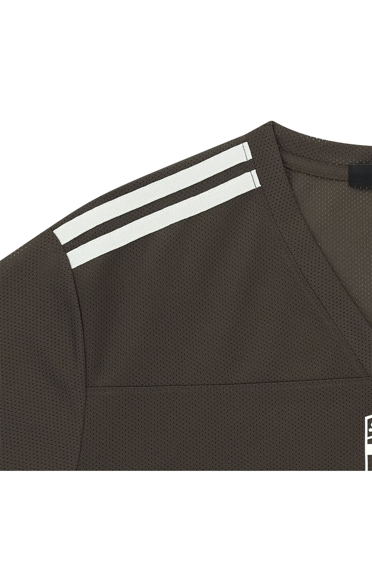 메아(MEA) MESH V-NECK LONG SLEEVE [BROWN]