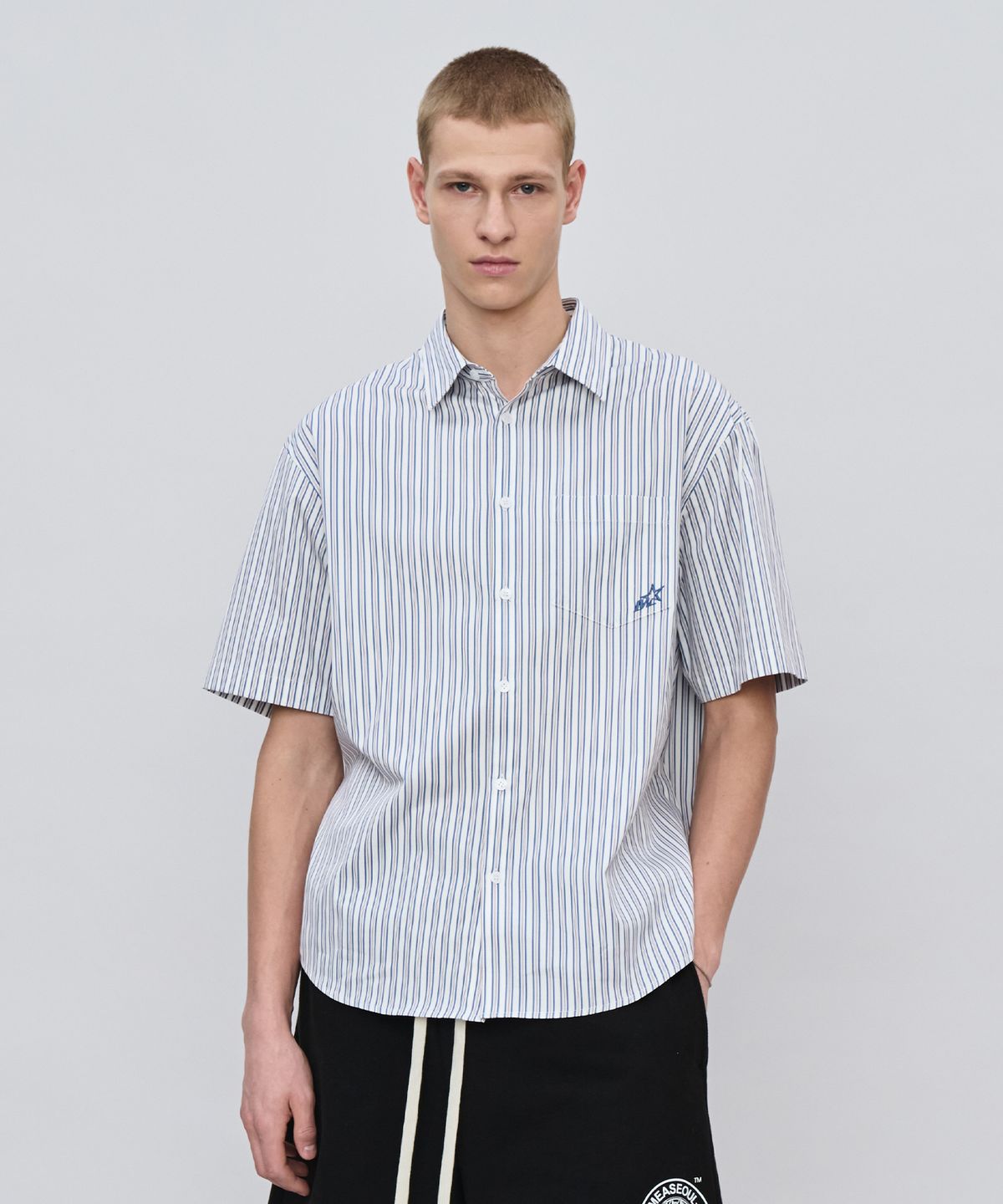 메아(MEA) STAR STRIPE HALF SHIRT [RED/BLUE STRIPE]