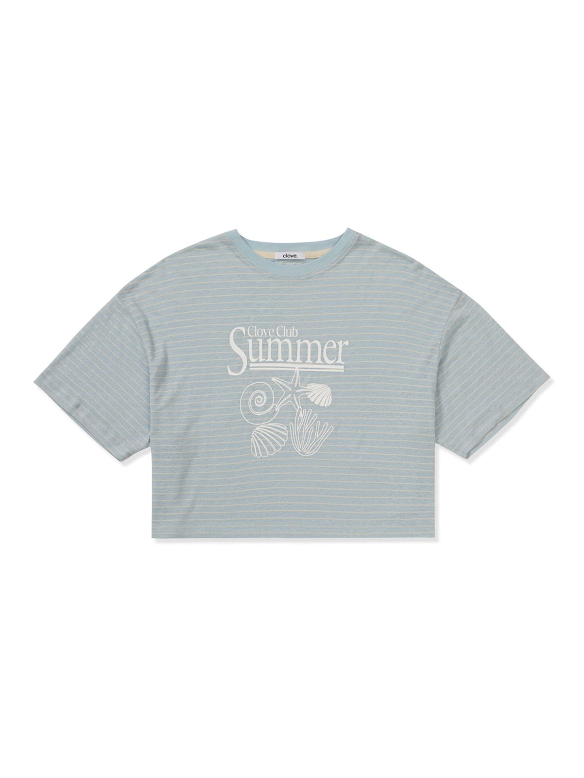클로브(CLOVE) [25SS clove] Summer Stripe Short T-Shirt (Sky Blue)
