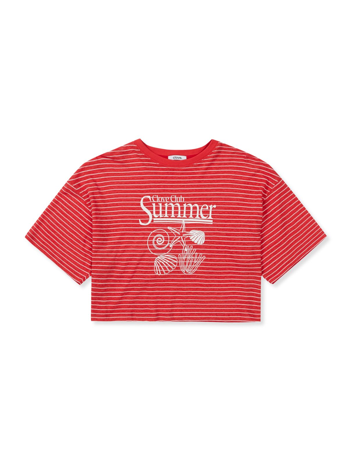 클로브(CLOVE) [25SS clove] Summer Stripe Short T-Shirt (Red)