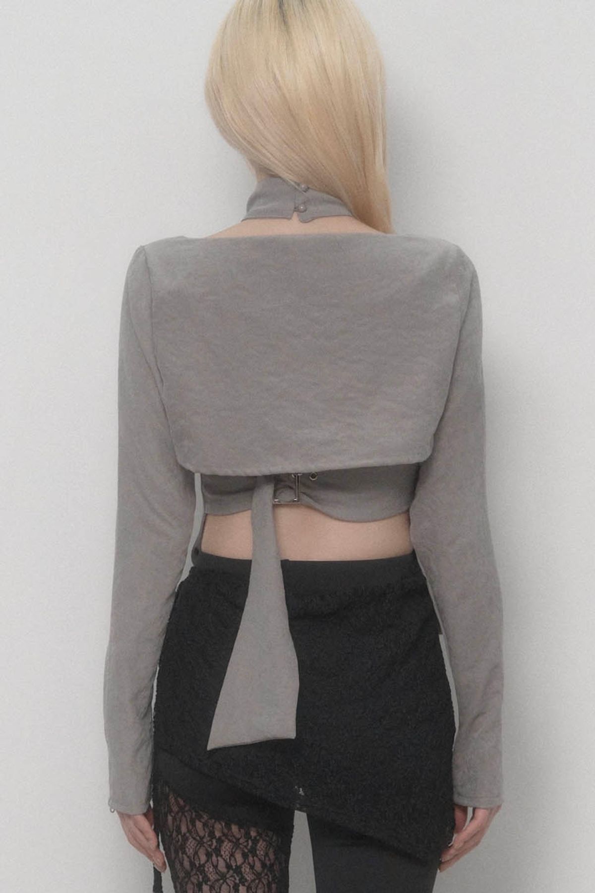 에트오소메(ETRE AU SOMMET) On-Off Chain Bolero Cardigan (Gray)
