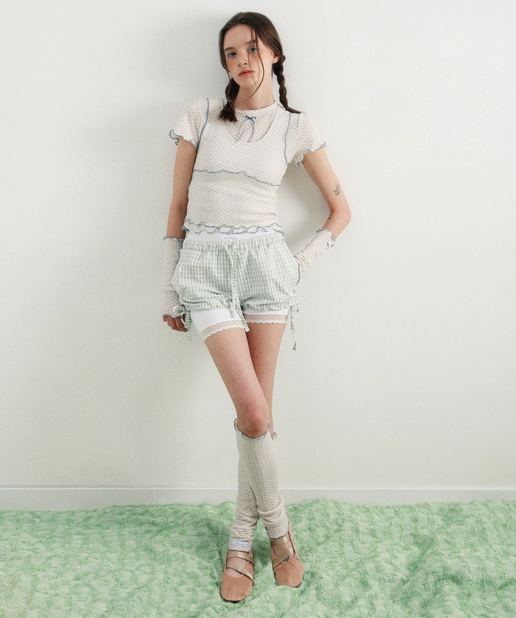 ●Bad Blue● Check Twin Bottons Shorts (Green) MUSINSA | BADBLUE Check Twin Buttons Shorts Green