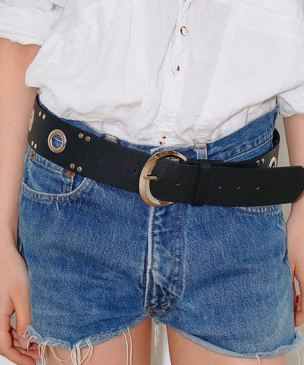 샌드뮤지엄(SAND MUSEUM) EYELET LEATHER BELT [Black]