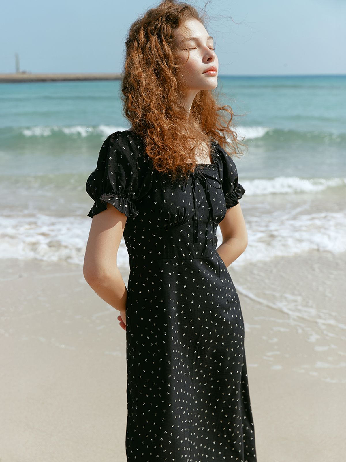 르니나(LENINA) MELANIA puff sleeve dress_BLACK
