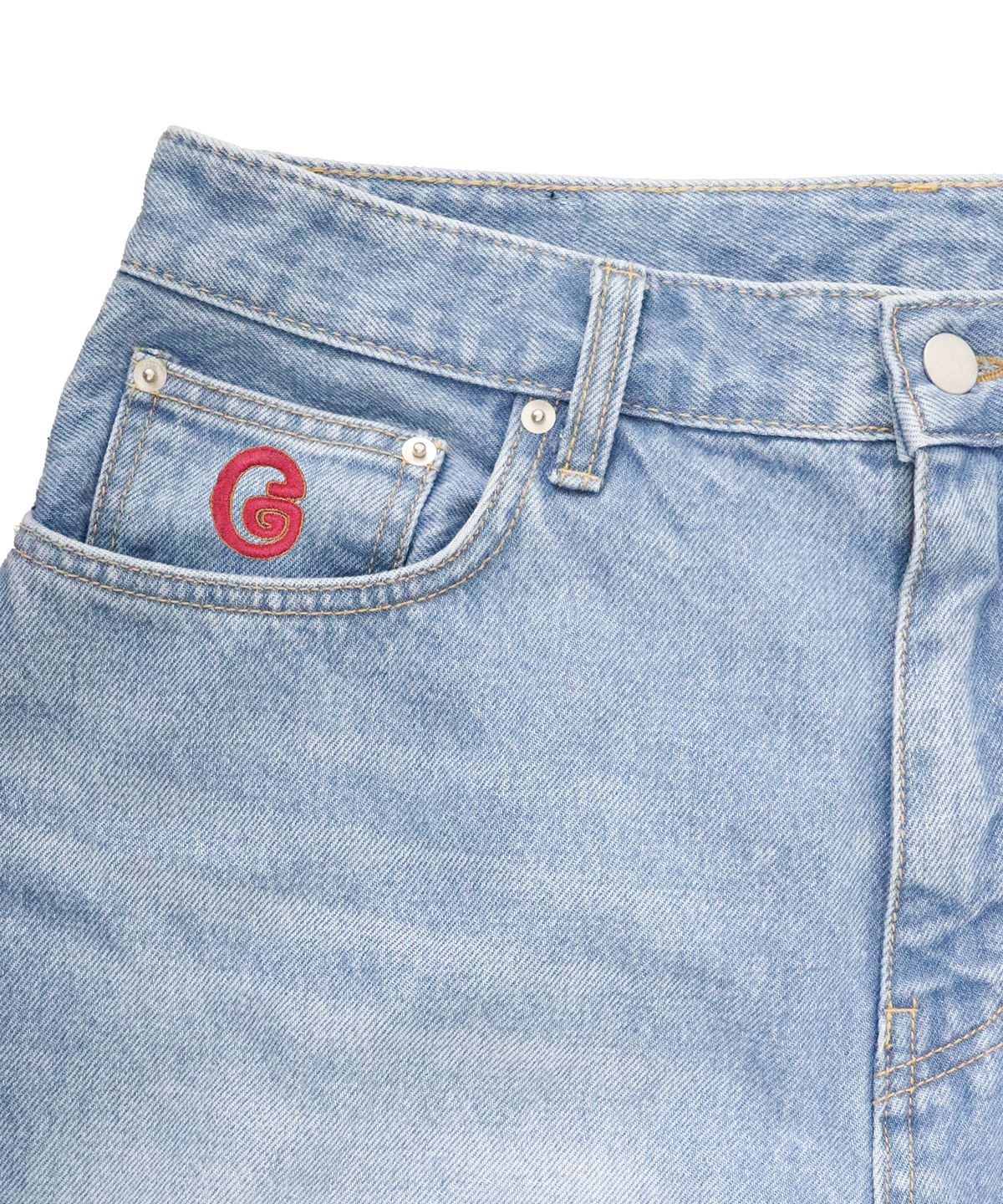1011갤러리(1011 GALLERY) G Logo Denim Shorts - Light Blue
