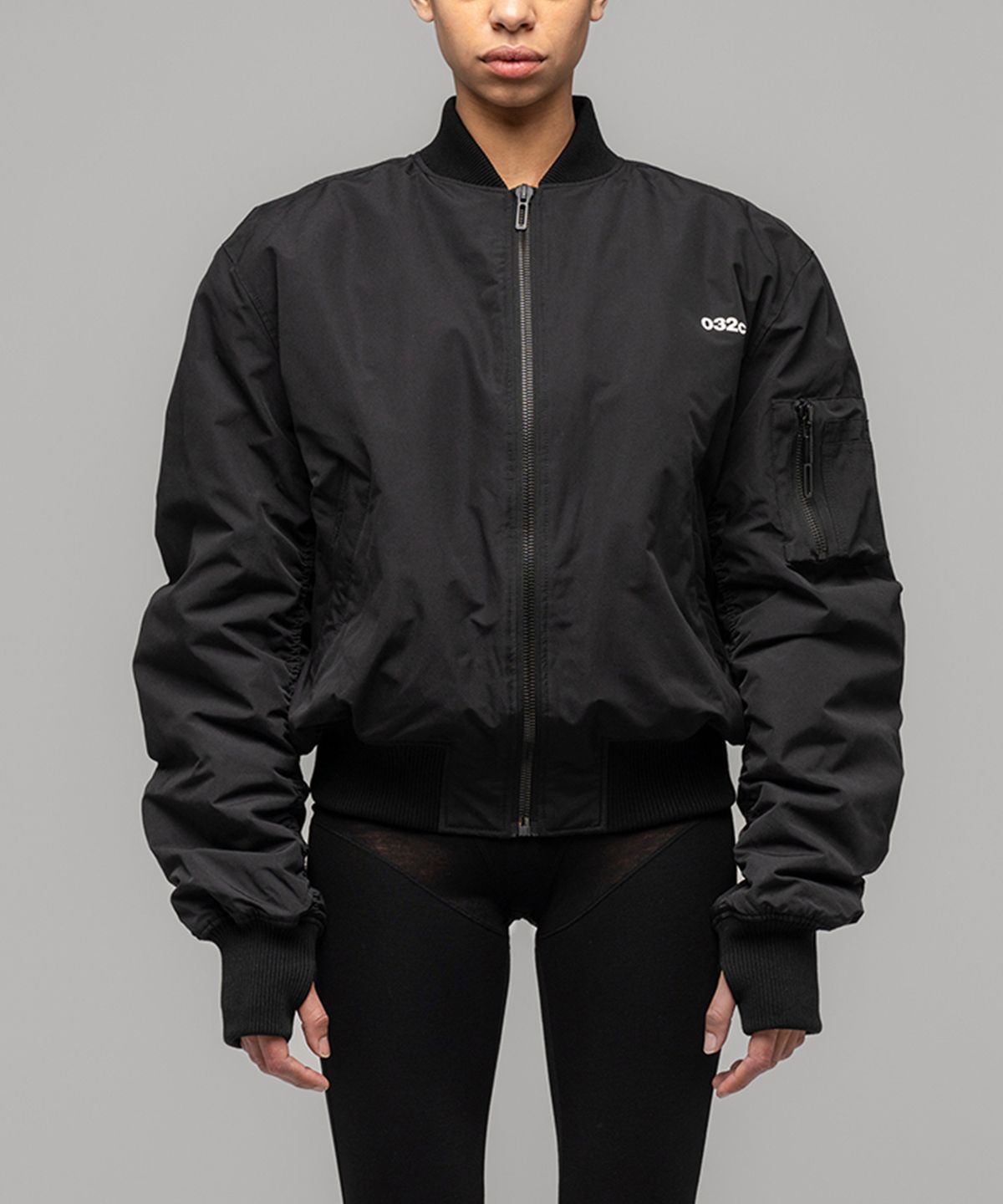 032씨(032C) (U) 게스트 리스트 클래식 봄버 자켓 블랙 GUEST LIST CLASSIC BOMBER JACKET BLACK