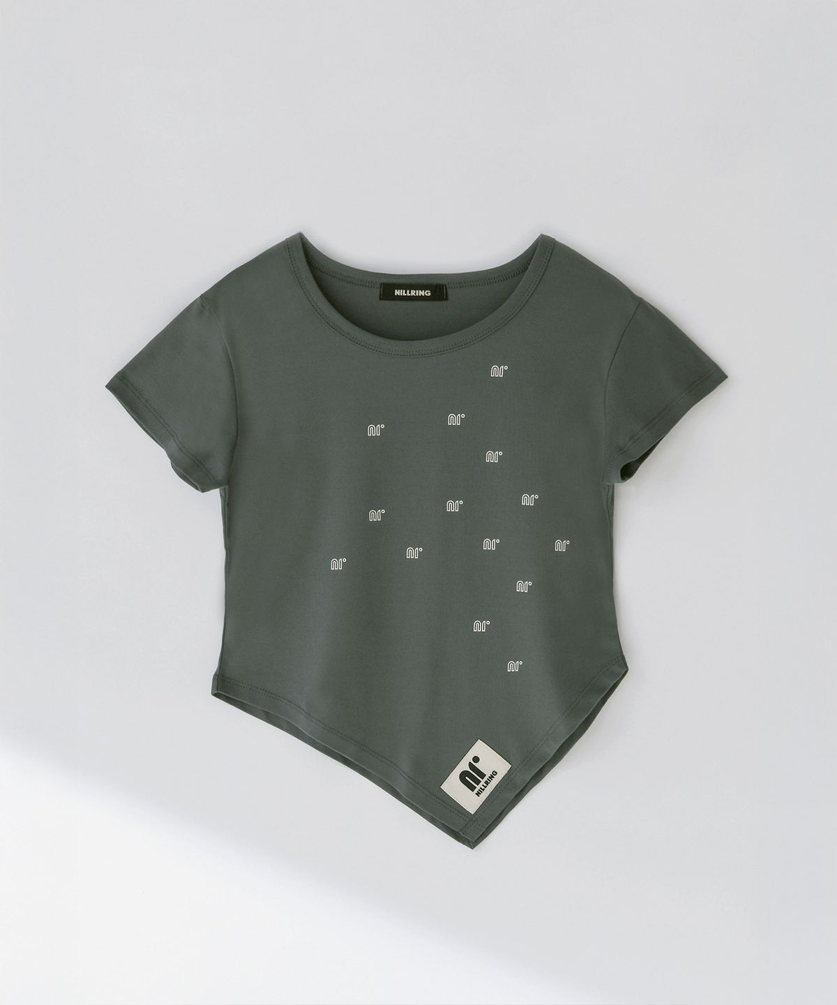닐링(NILLRING) T10.00 Unbalanced Short-sleeved Print T-shirt_Khaki