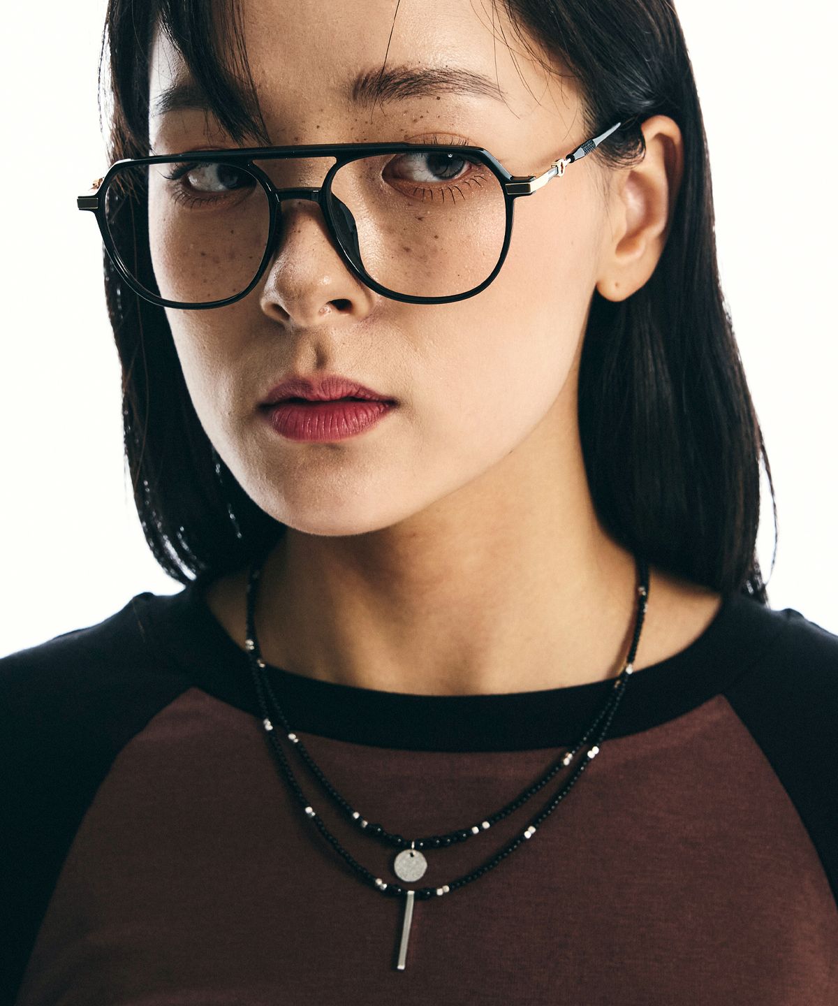 에스에스와이(SSY) 더블 레이어드 펜던트 오닉스 스톤 목걸이