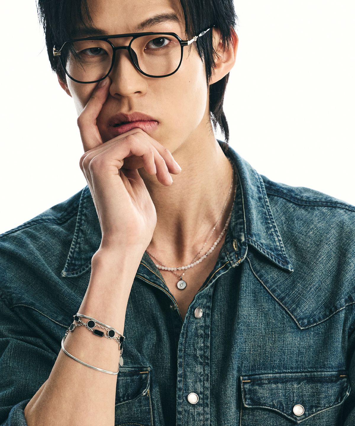에스에스와이(SSY) [SET] 하이드 문스톤 & 실버 디스크 목걸이
