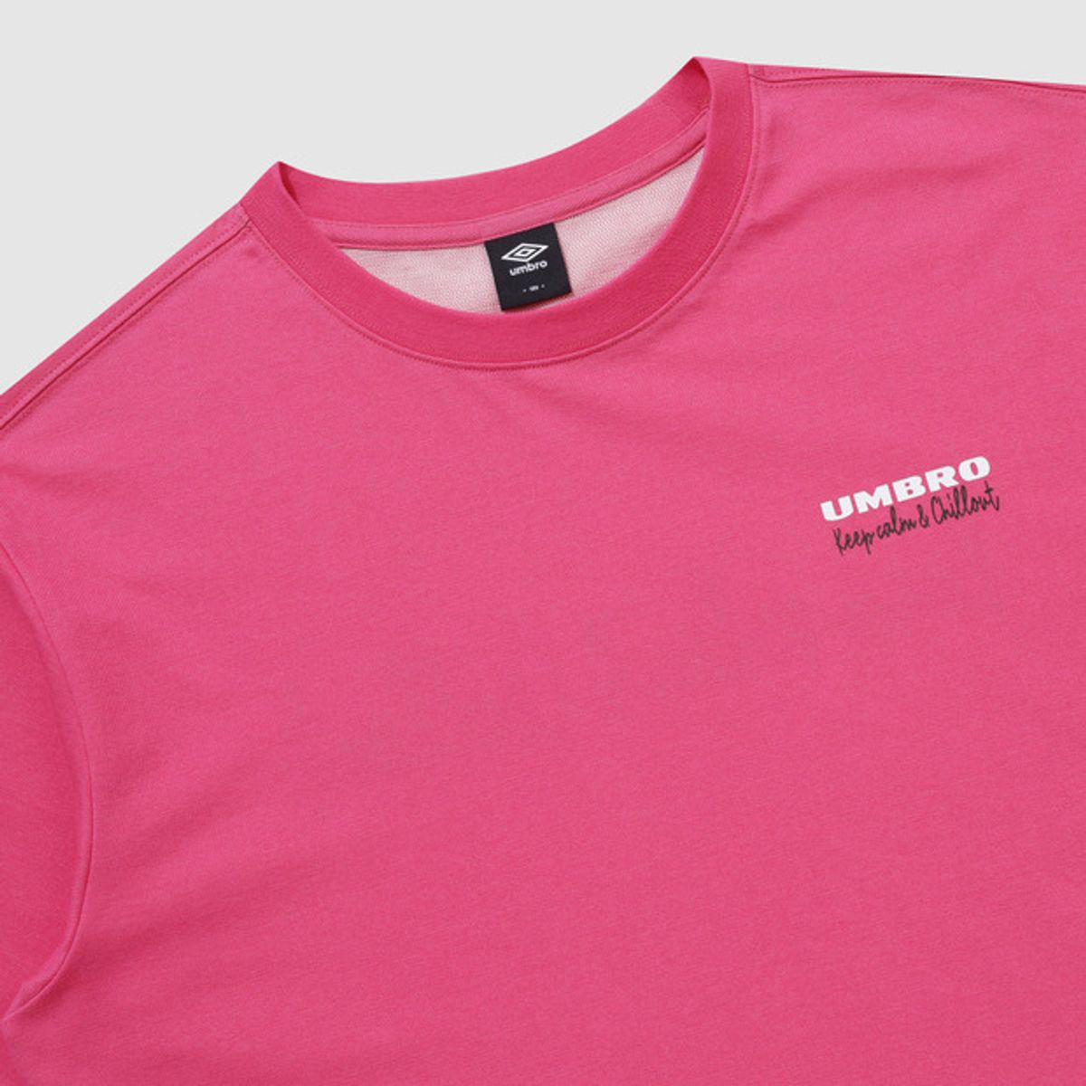 엄브로(UMBRO) 아이스코튼 듀라론 쿨링 레터링 반팔 티셔츠 핑크(UQ221CRS66)