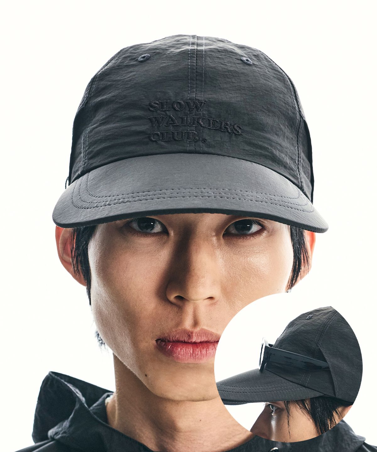 에스에스와이(SSY) 슬로우 워커스 클럽 나일론 롱빌캡 블랙