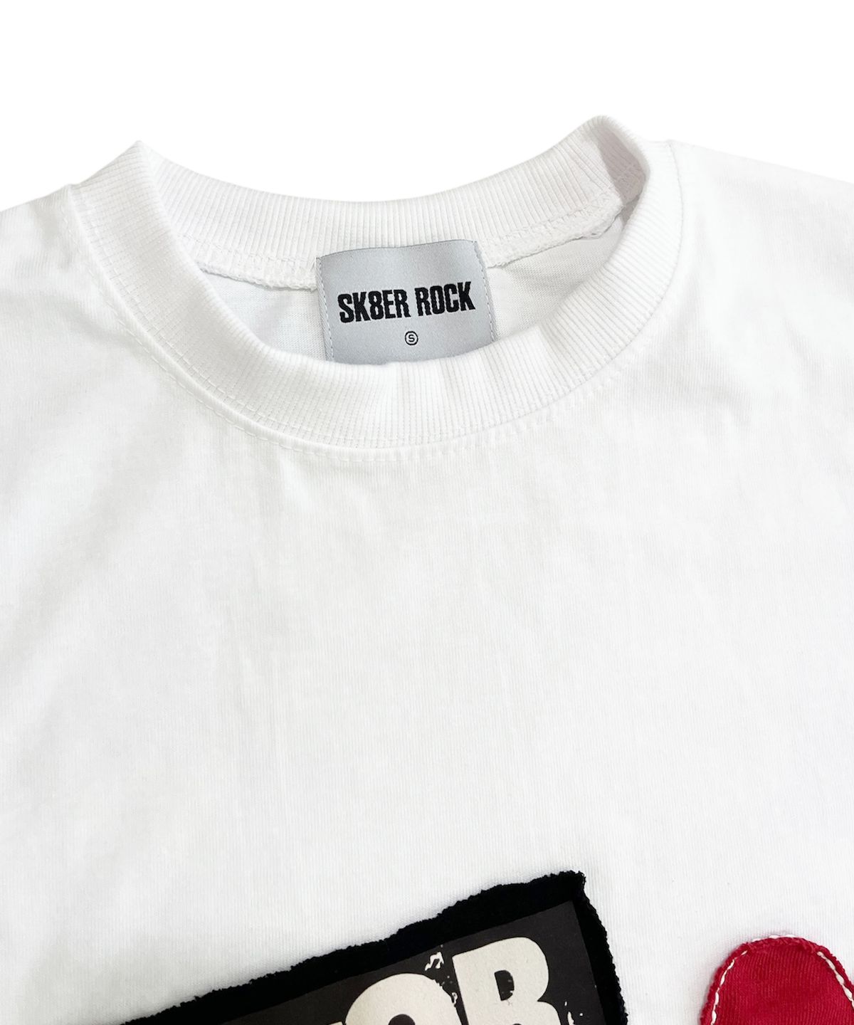 스케이터락(SK8ER ROCK) Love Rock Patchwork T-shirt ((white))