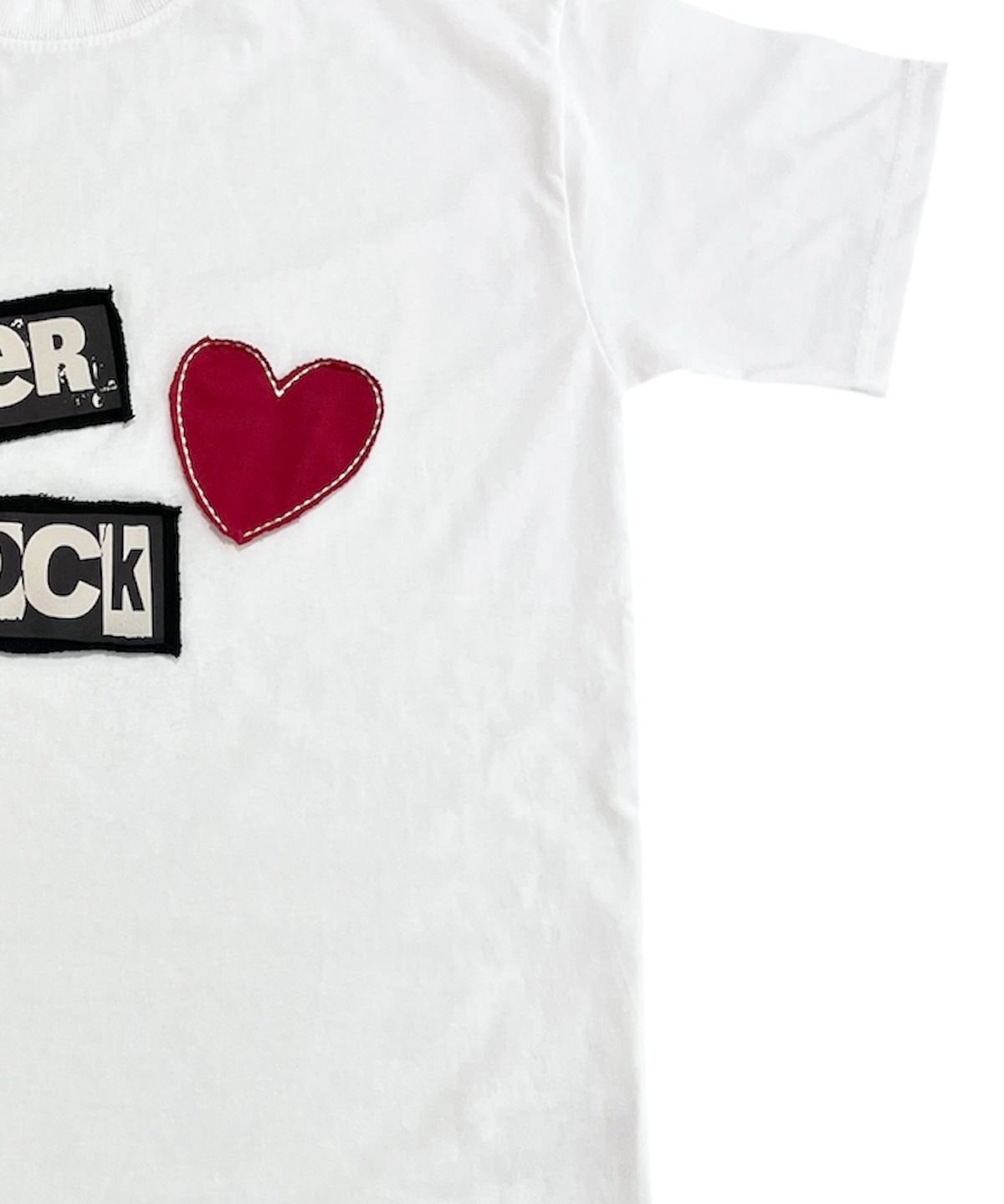 스케이터락(SK8ER ROCK) Love Rock Patchwork T-shirt ((white))
