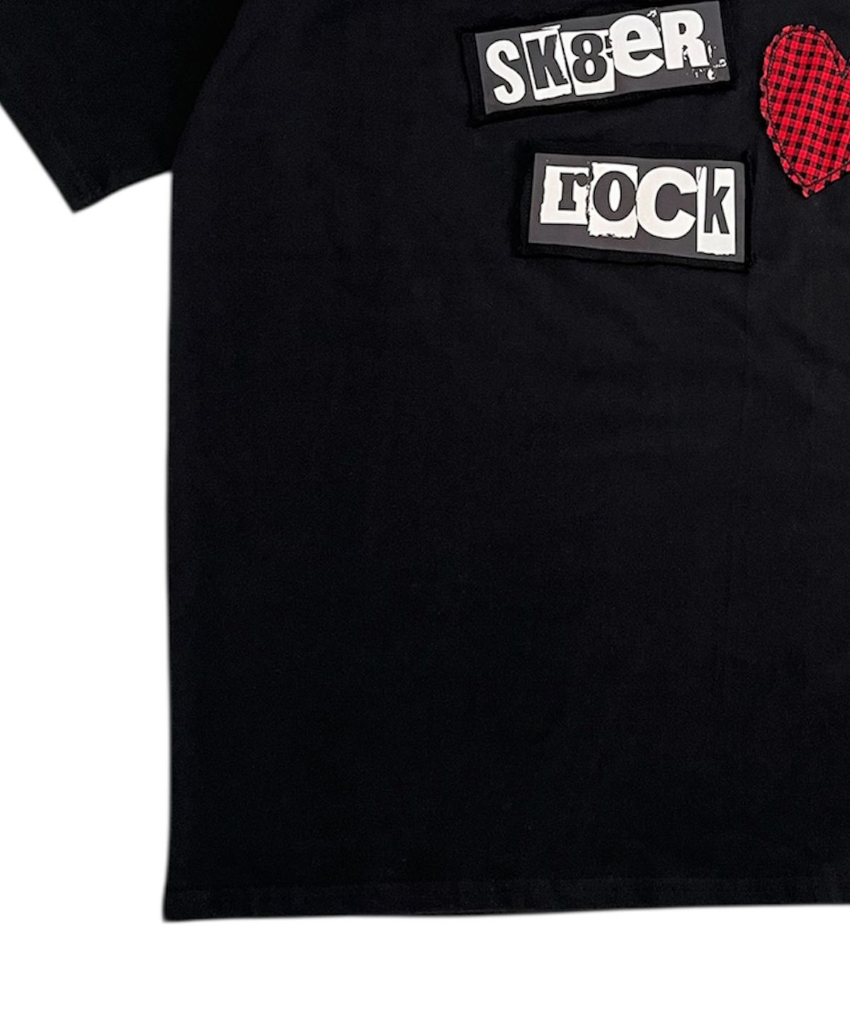 스케이터락(SK8ER ROCK) Love Rock Patchwork T-shirt ((black))