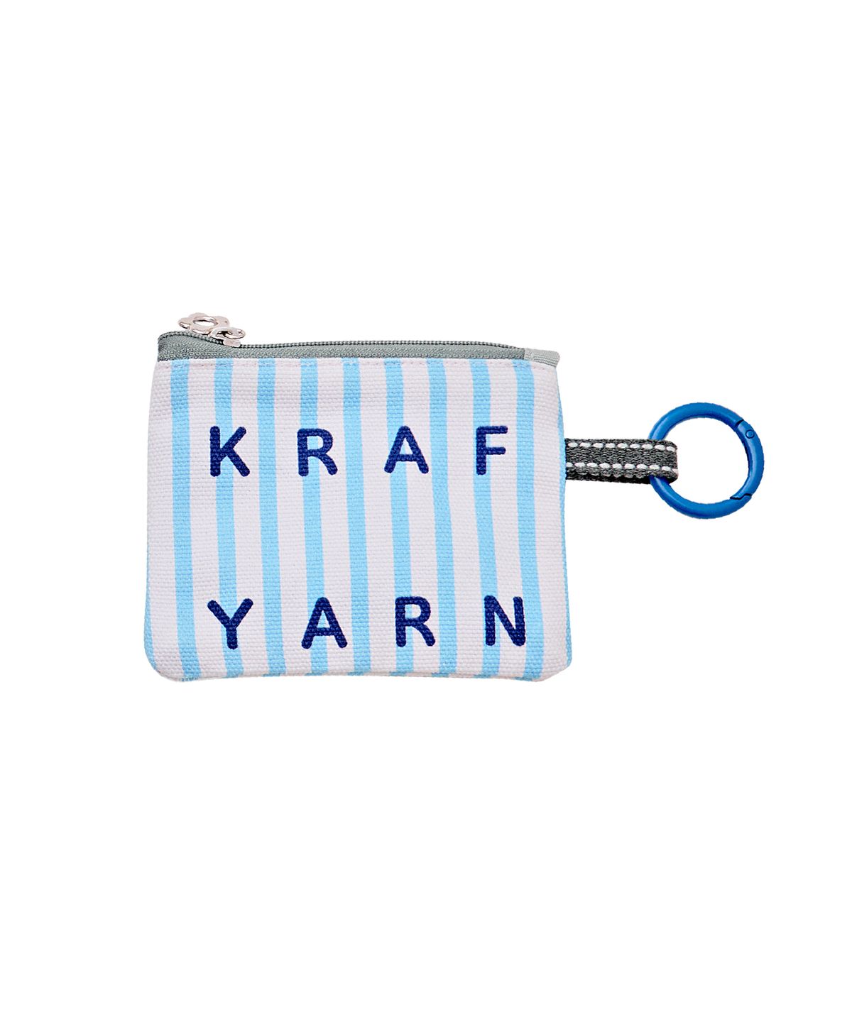 크라프얀(KRAFYARN) 코튼 레터링 미니 파우치 스트라이프 블루