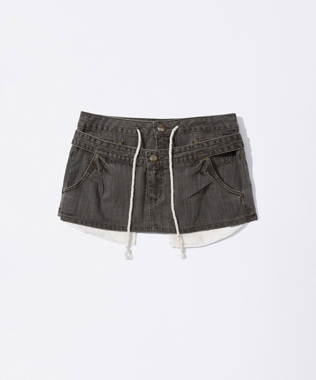스컬프터(SCULPTOR) Apron Layered Mini Skirt Charcoal