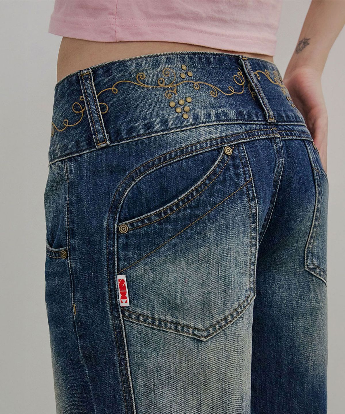 스컬프터(SCULPTOR) Vine Half Denim Pants Mid Blue