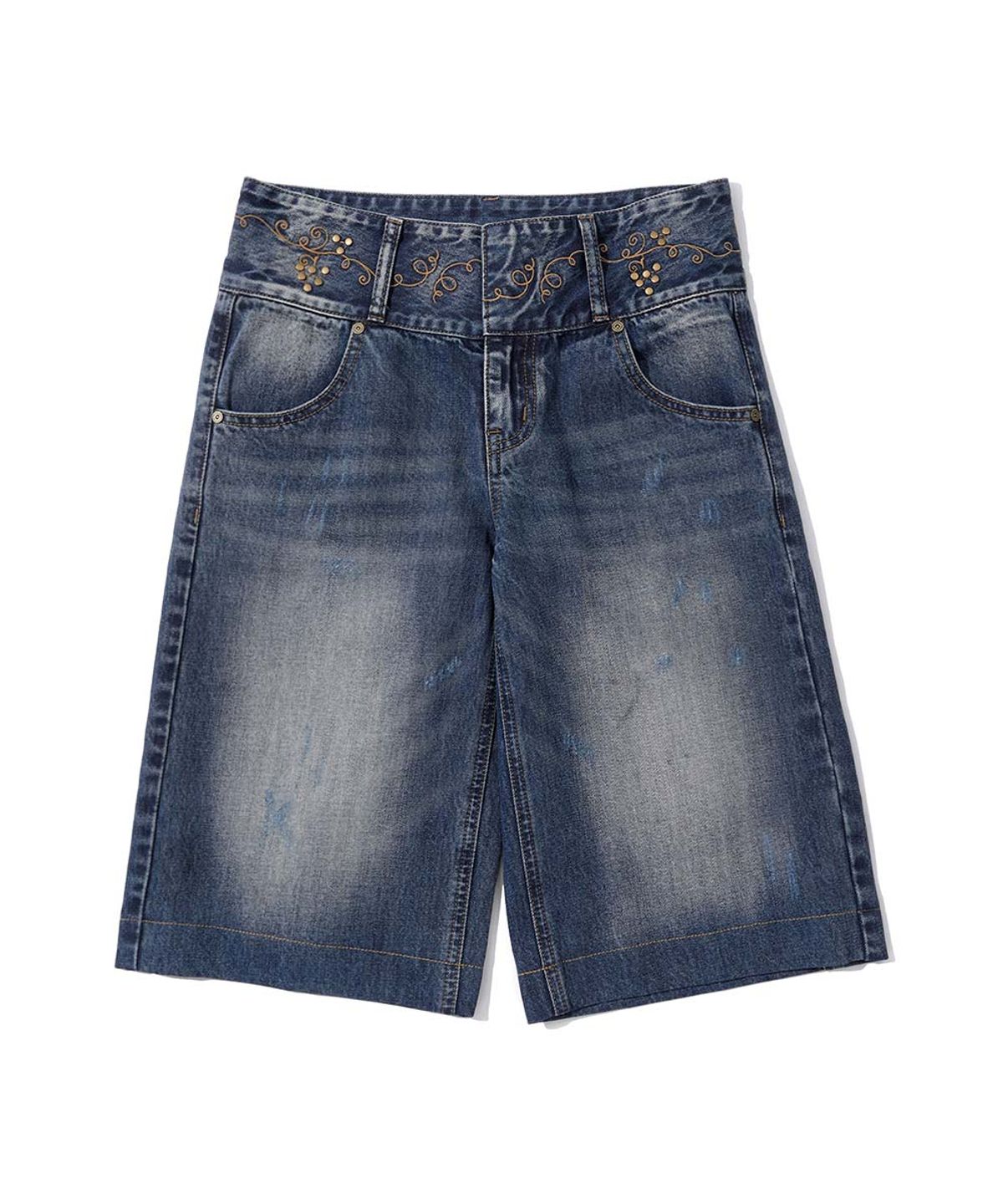 스컬프터(SCULPTOR) Vine Half Denim Pants Mid Blue