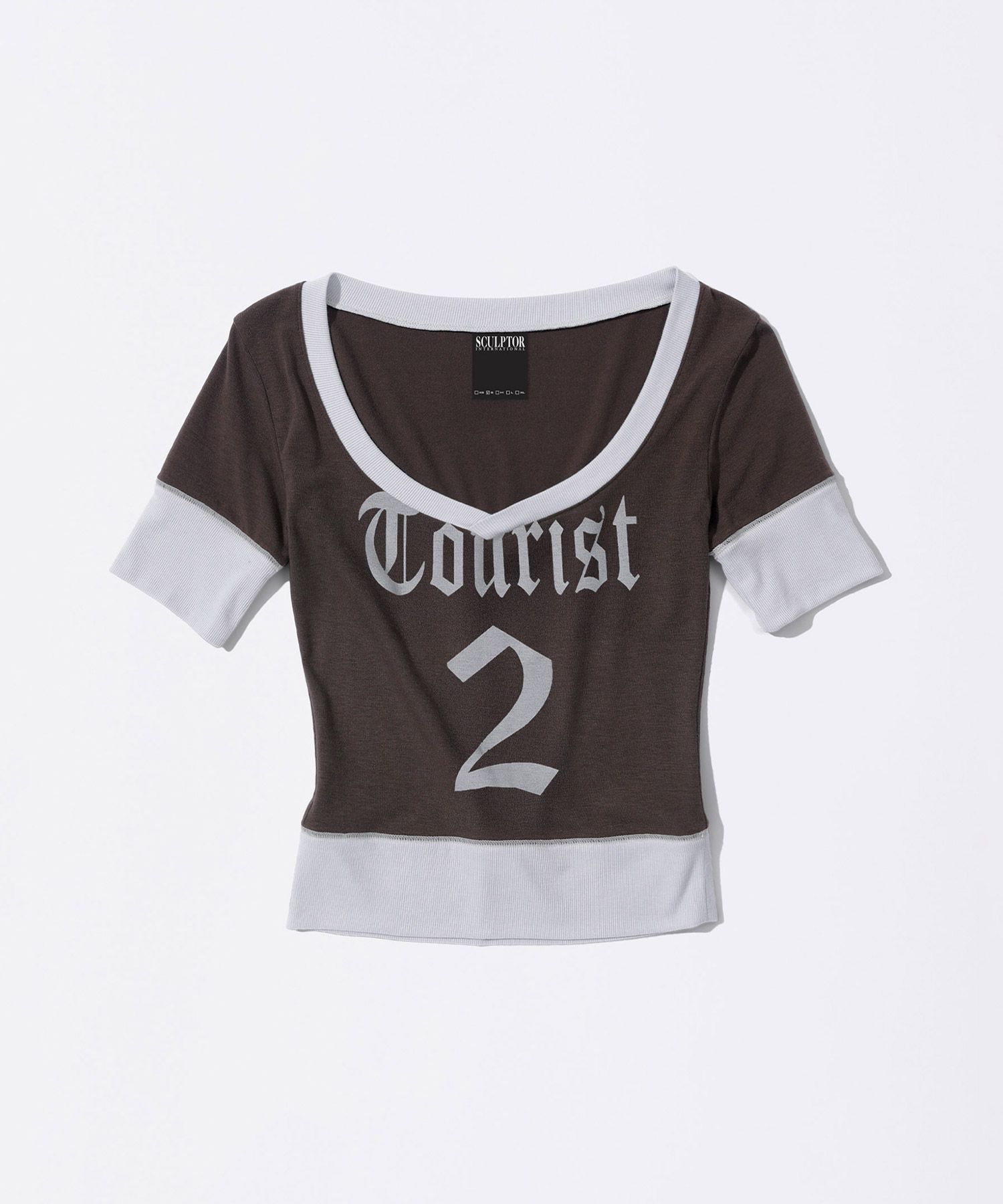 ★SCULPTOR★ Heart Neck Tee Brown SC25S249BR MUSINSA公式 | SCULPTOR Heart Neck Tee Brown