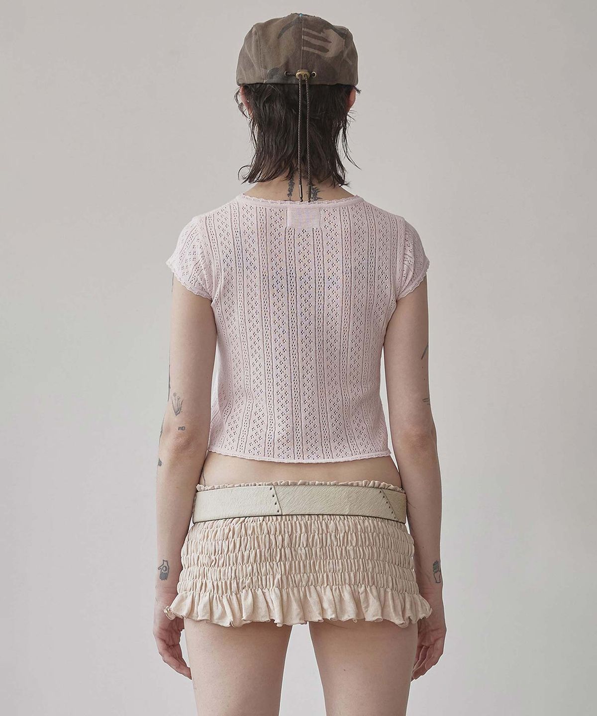 스컬프터(SCULPTOR) Eyelet Knit Tee Baby Pink