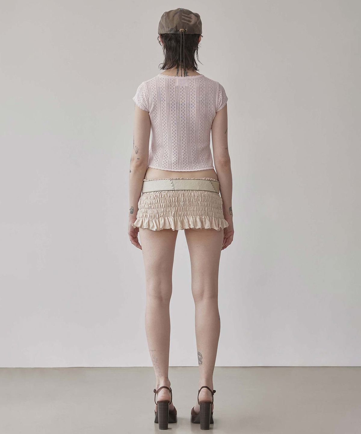 스컬프터(SCULPTOR) Eyelet Knit Tee Baby Pink