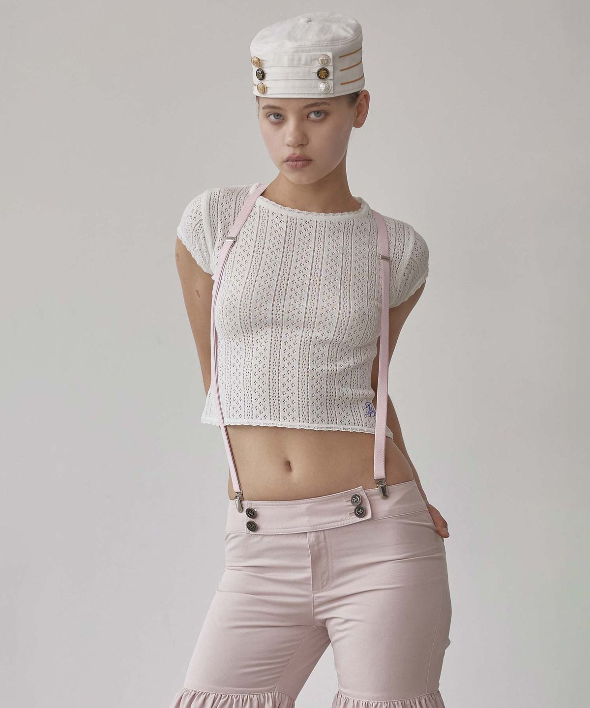 스컬프터(SCULPTOR) Eyelet Knit Tee Ivory