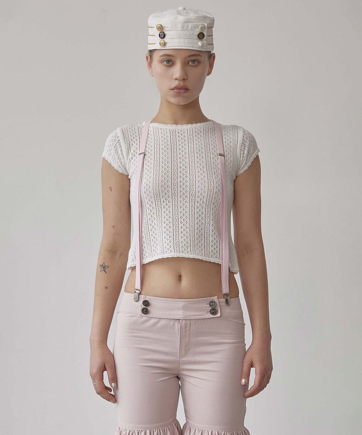스컬프터(SCULPTOR) Eyelet Knit Tee Ivory