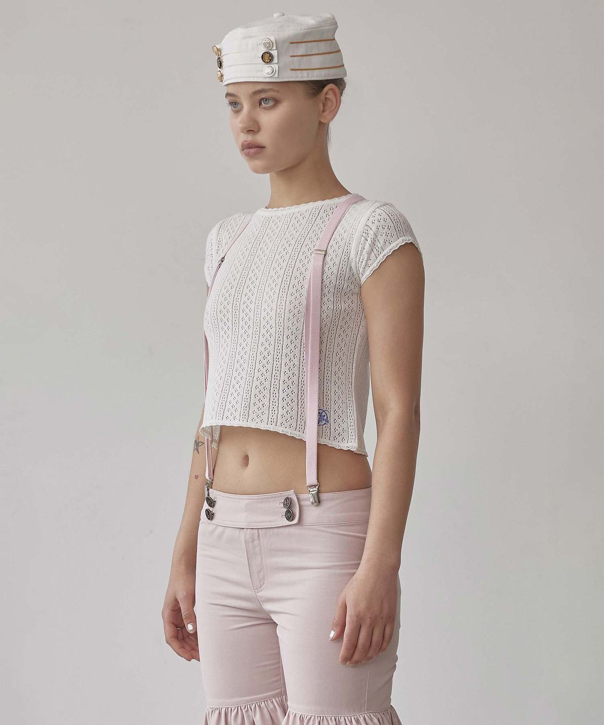 스컬프터(SCULPTOR) Eyelet Knit Tee Ivory