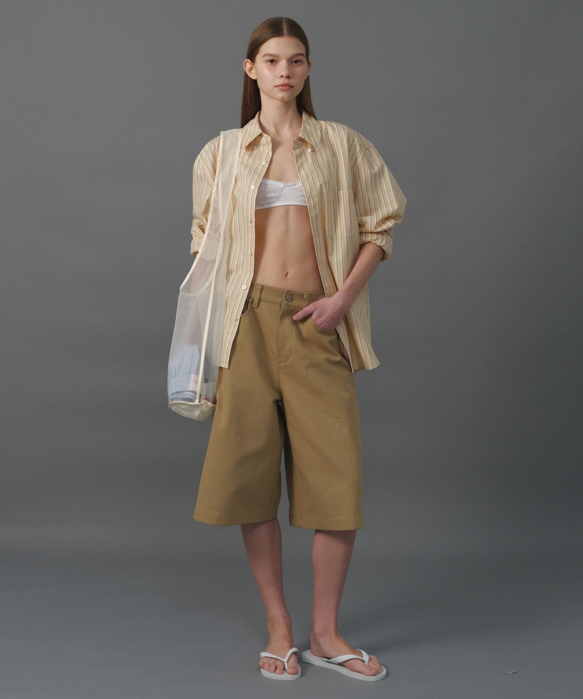 문선 아카이브(MOONSUN ARCHIVE) M.C UNISEX, Bermuda Carpenter Pants / Beige