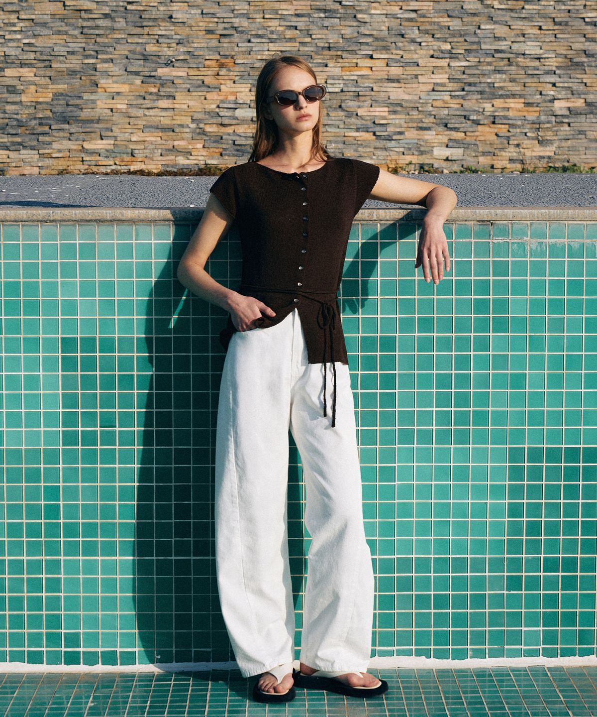 라메레이(LAMEREI) Linen Cap Sleeve Cardigan[LMBESUKN280]-3color