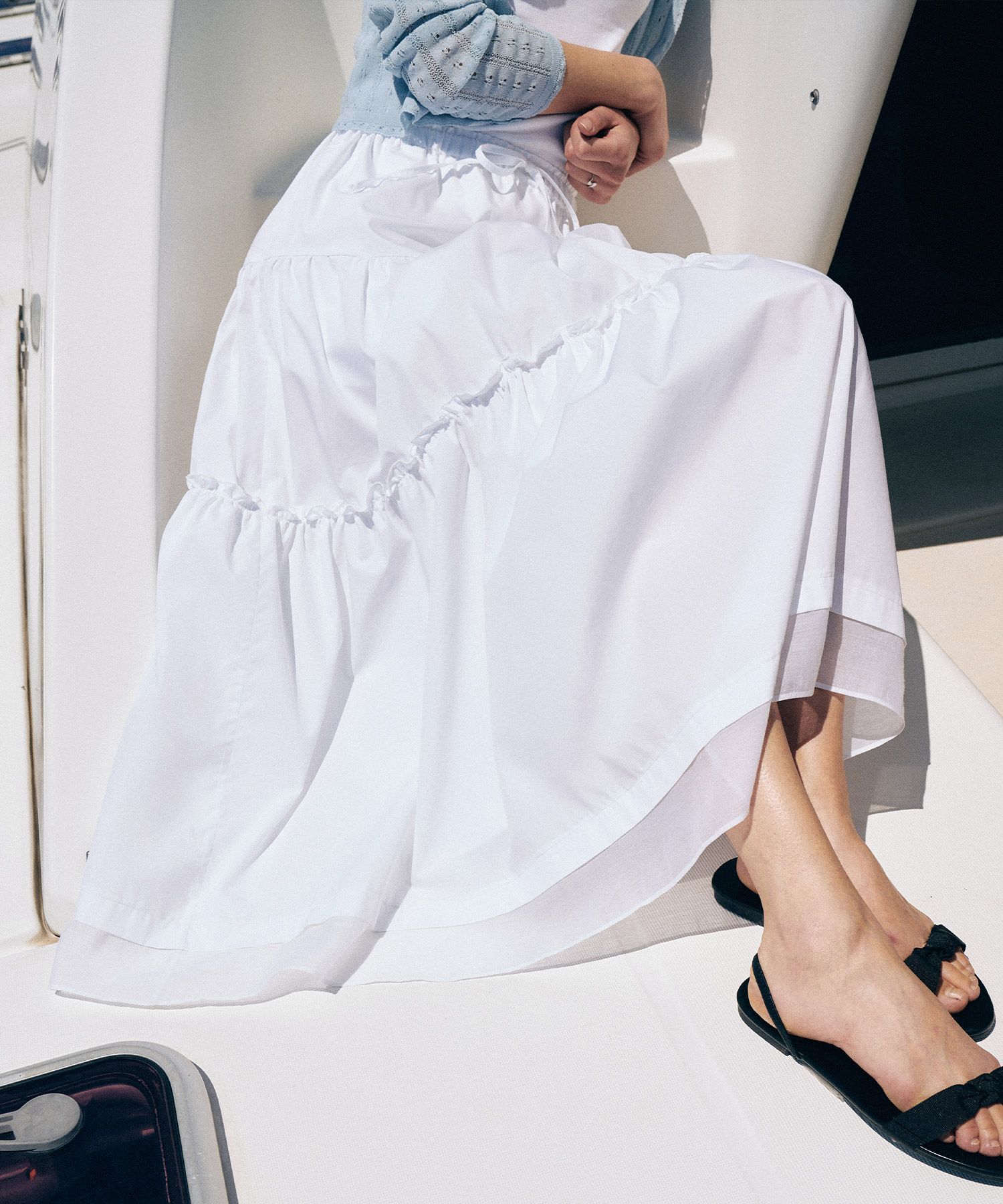 MUSINSA | LAMEREI Shirring Banding Long Skirt[LMBESUSK5409