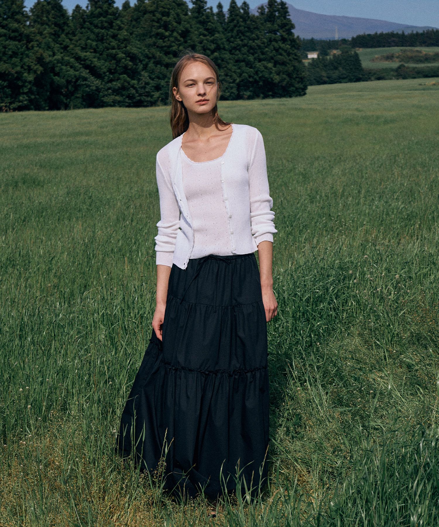 LAMEREI ■ Shirring Banding Long Skirt Shirring Banding Long Skirt
