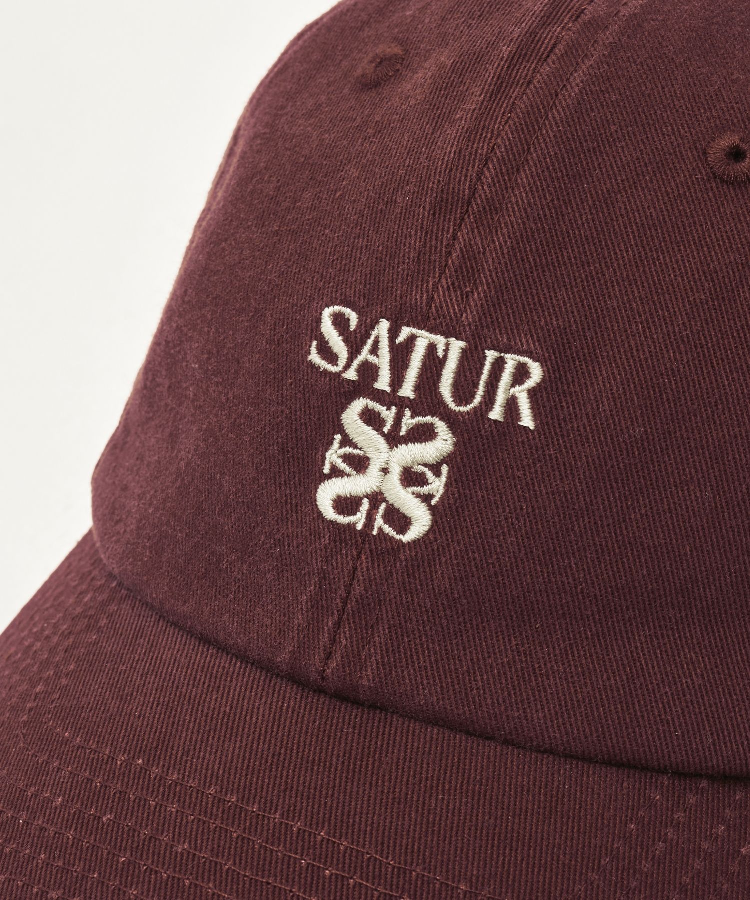 MUSINSA | SATUR Apero Logo Washed Ball Cap Burgundy