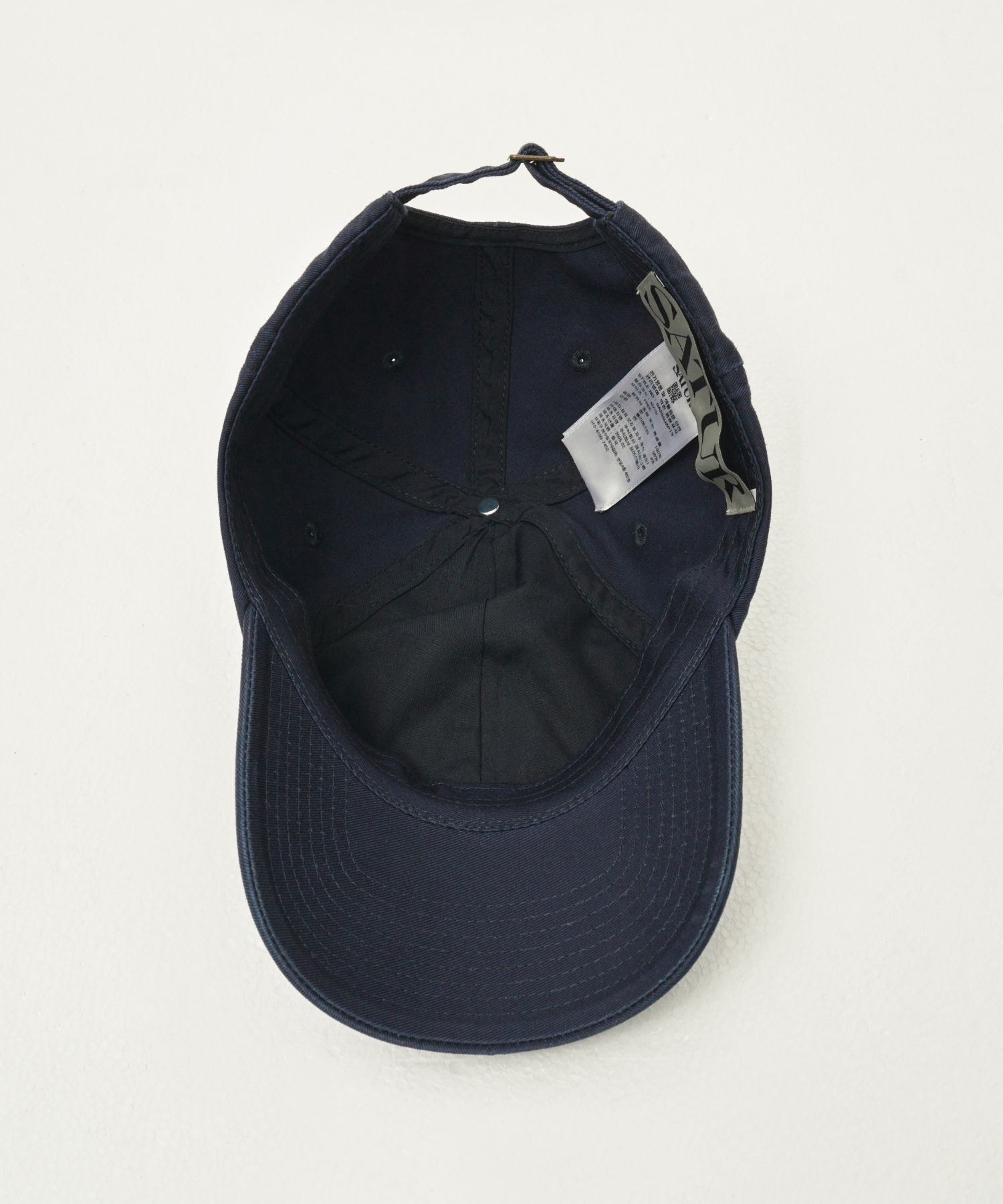 MUSINSA | SATUR Apero Logo Washed Ball Cap Navy