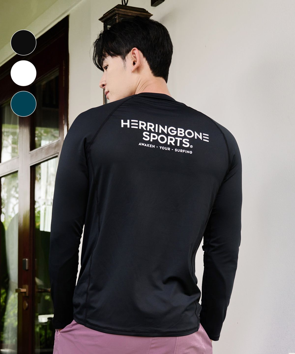 헤링본(HERRINGBONE) 남자 롱슬리브 레귤러핏 래쉬가드 비치웨어 상의 (3color) / RI378M