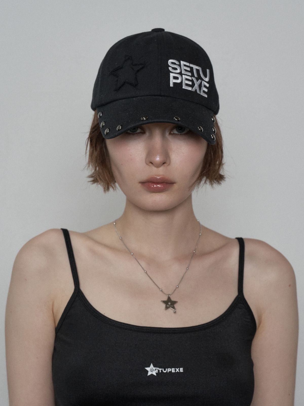 셋업이엑스이(SETUP-EXE) STUDDED LOGO BALL CAP / BLACK