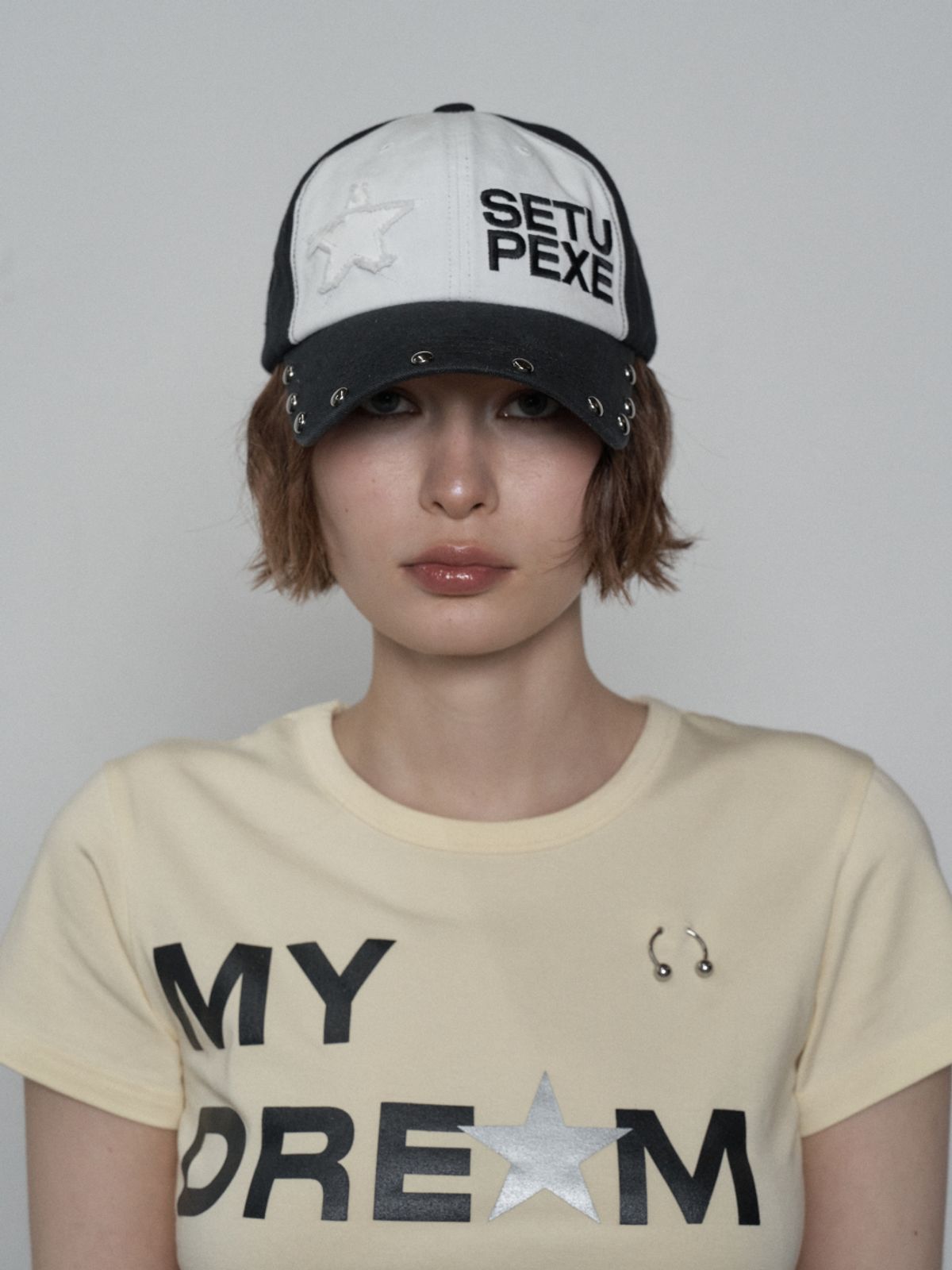 셋업이엑스이(SETUP-EXE) STUDDED LOGO BALL CAP / BLACK (W)