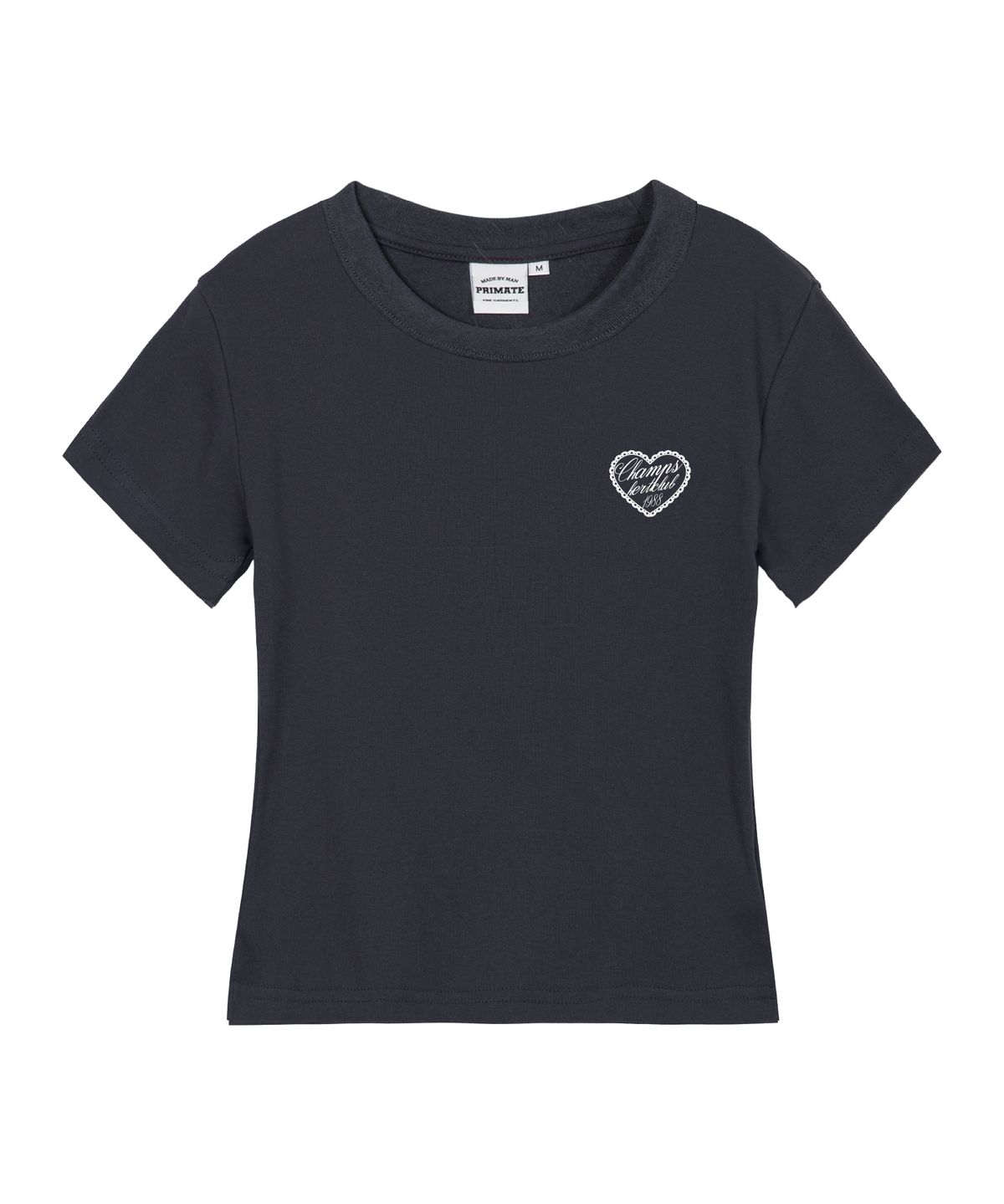 본챔스(BORN CHAMPS) [4 COLORS] LACY HEART CLUB 여성 슬림핏 반팔티셔츠 B25ST83