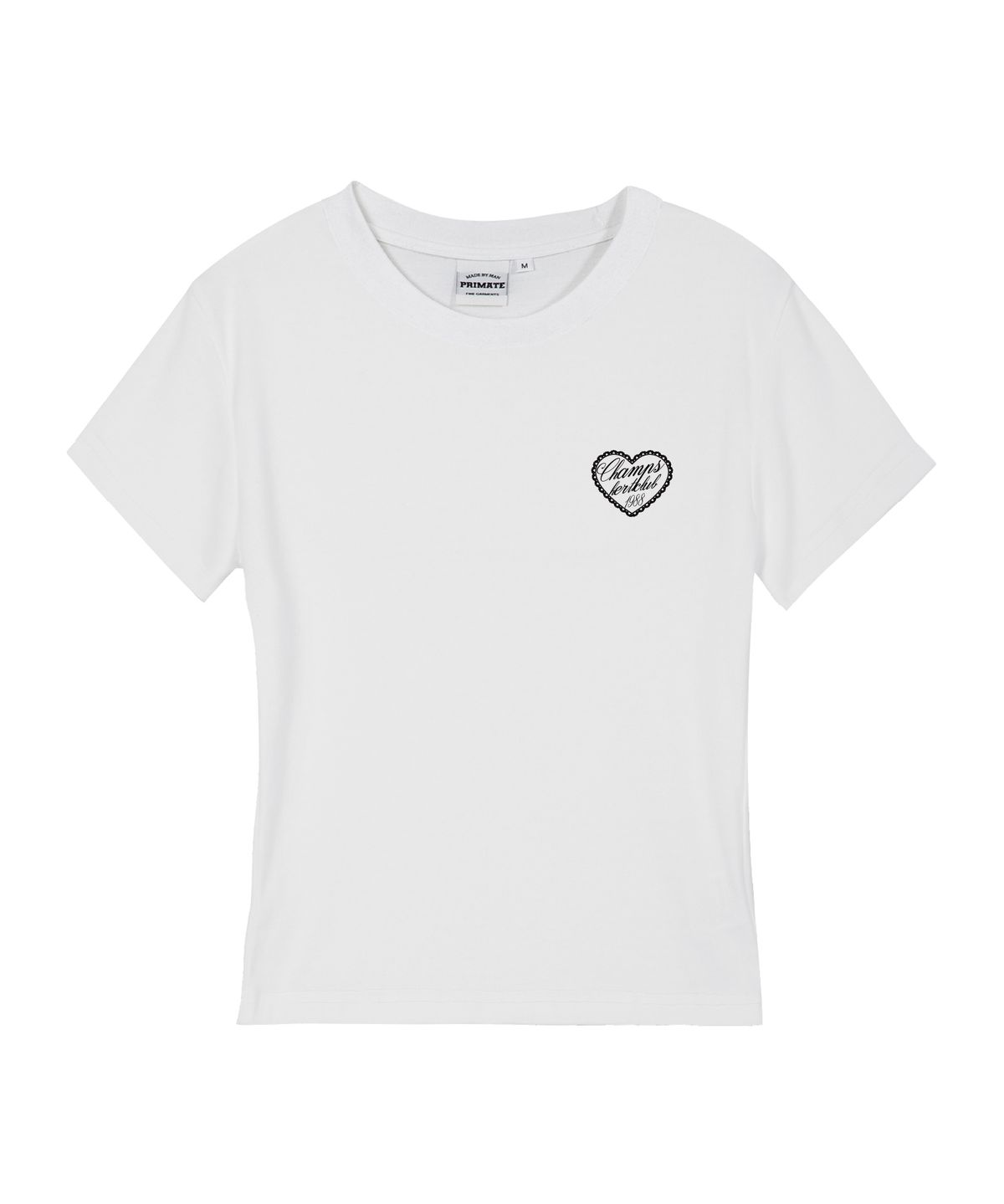 본챔스(BORN CHAMPS) [4 COLORS] LACY HEART CLUB 여성 슬림핏 반팔티셔츠 B25ST83