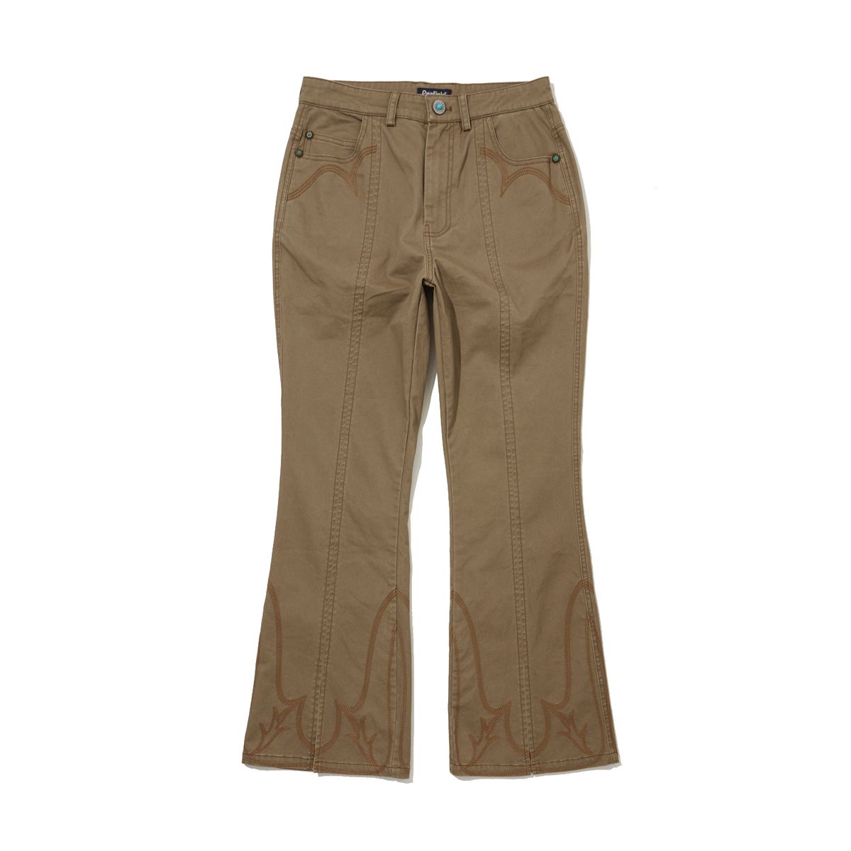 펜필드(PENFIELD) 우먼즈 플라워리벳 부츠컷 코튼 진 베이지_FR2WP91F