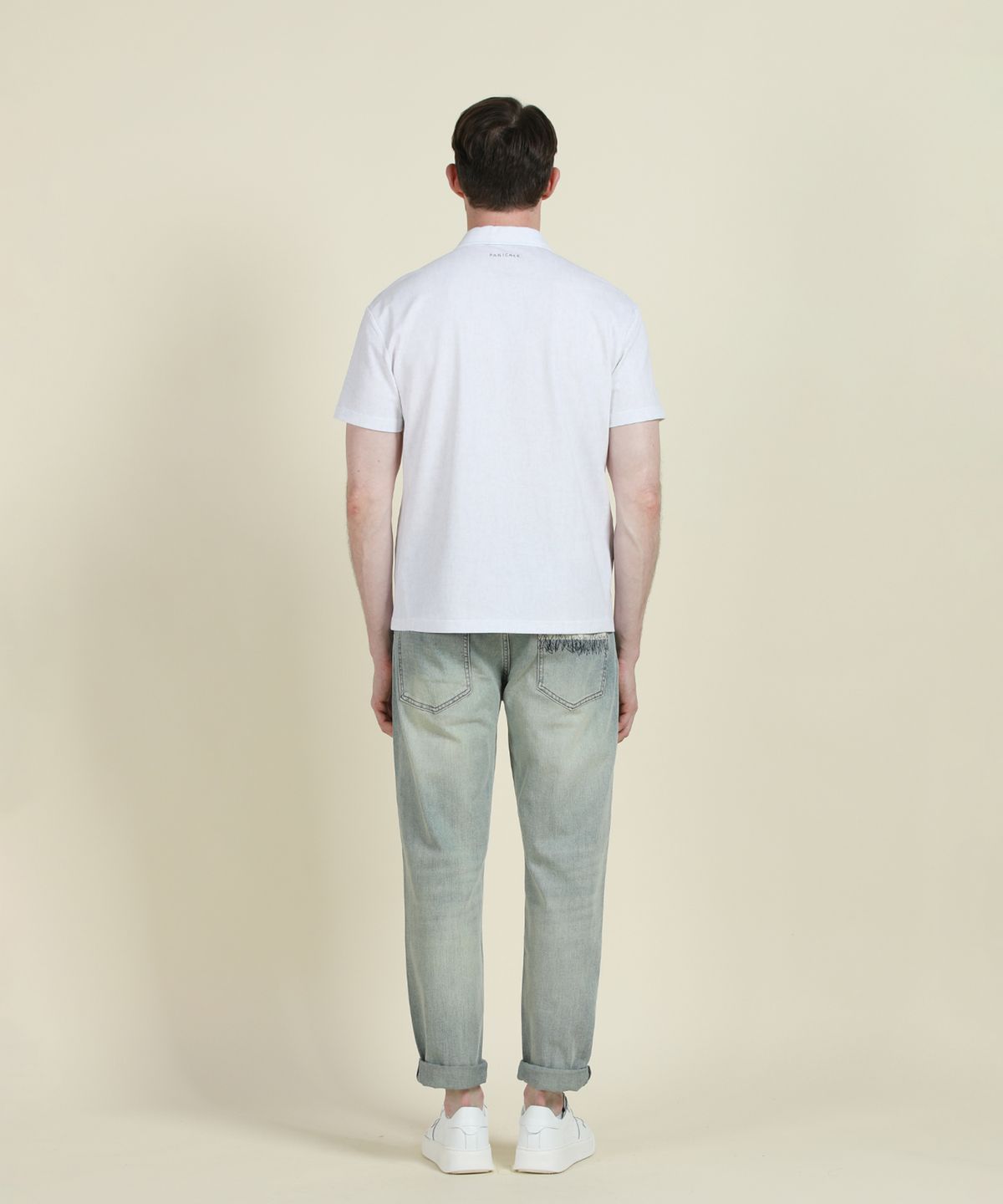 빠니깔레(PANICALE) 라이트블루 배색 스티치 데님 진
