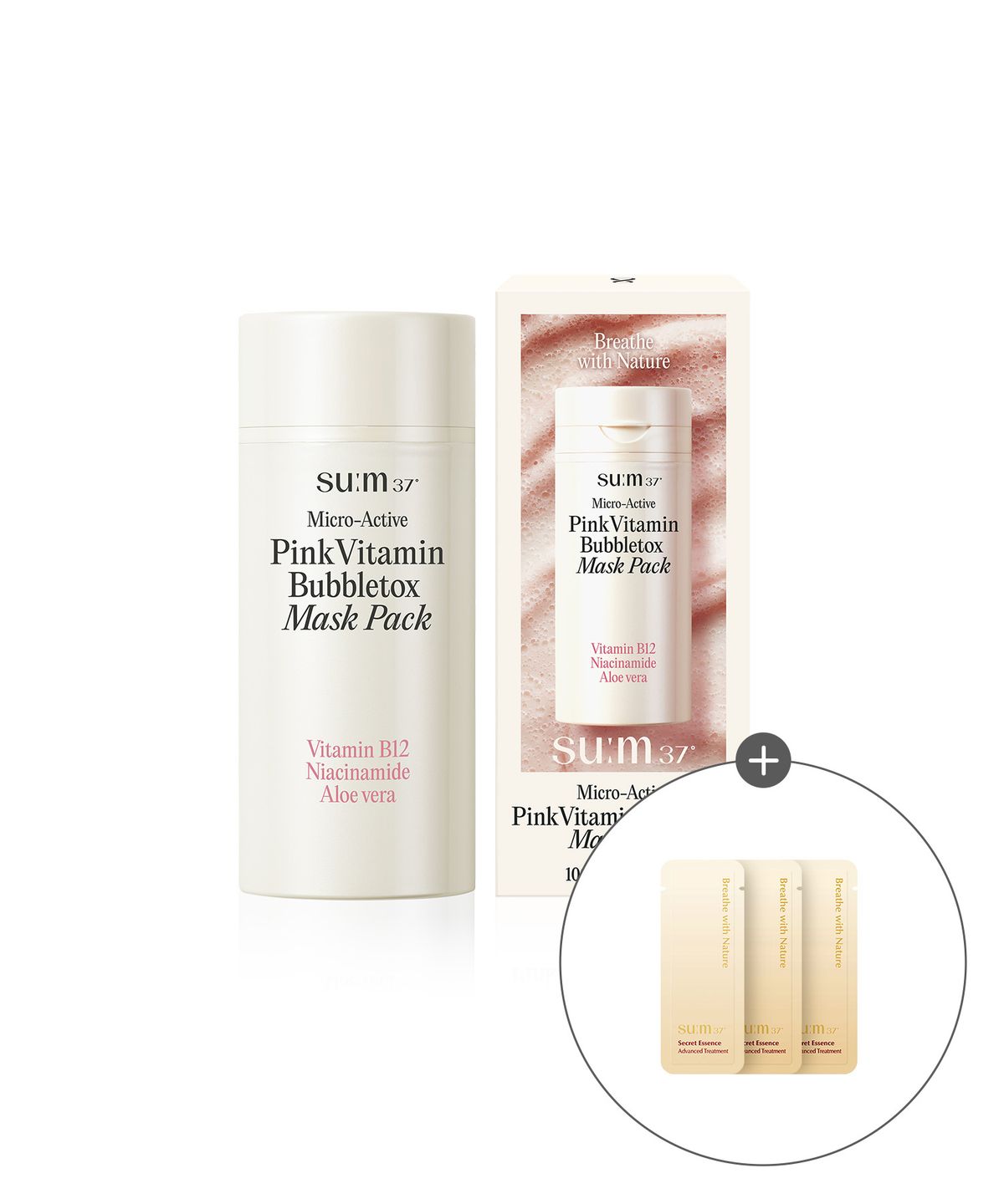 숨37(SUM37) 마이크로액티브 핑크 비타민 버블톡스 마스크 100ml